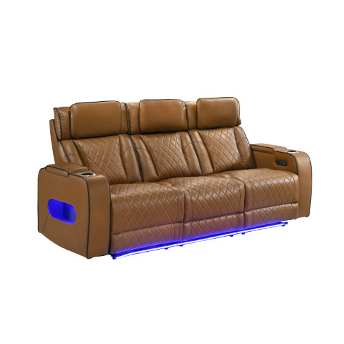 Regal Leather-gel Power Reclining Sofa Cognac